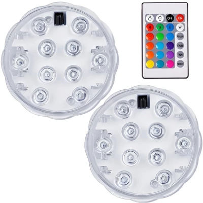 ISO Vodotěsné LED RGB osvětlení s dálkovým ovladačem 2 ks