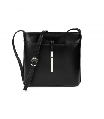 Vera Pelle 467 Dámská kožená crossbody kabelka černá