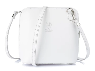 Vera Pelle K03 Dámska kožená crossbody kabelka biela