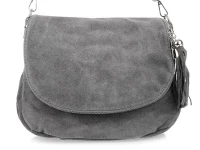 Vera Pelle K02 Dámska semišová crossbody kabelka šedá