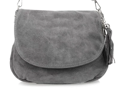 Vera Pelle K02 Dámska semišová crossbody kabelka šedá