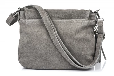 Vera Pelle K02 Dámska semišová crossbody kabelka šedá