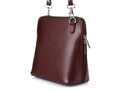 Vera Pelle K03 Dámská kožená crossbody kabelka vínová