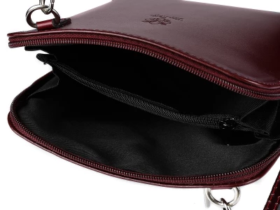 Vera Pelle K03 Dámská kožená crossbody kabelka vínová