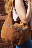 Vera Pelle K51 Dámská semišová kabelka camel