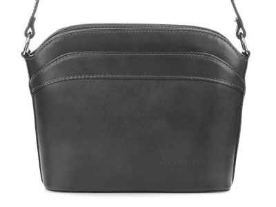 Vera Pelle 696 Dámska kožená crossbody kabelka tmavo šedá