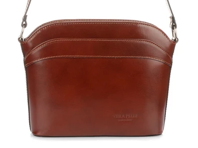 Vera Pelle 696 Dámská kožená crossbody kabelka hnědá