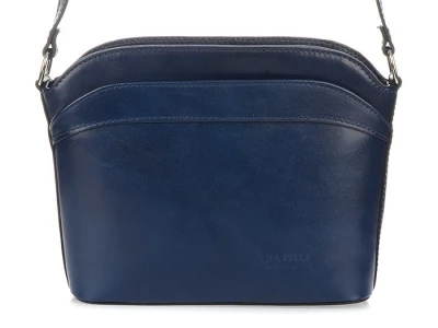 Vera Pelle 696 Dámská kožená crossbody kabelka modrá