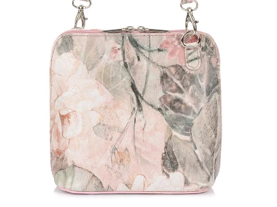 Vera Pelle K03 Dámska kožená crossbody kabelka kvetovaná