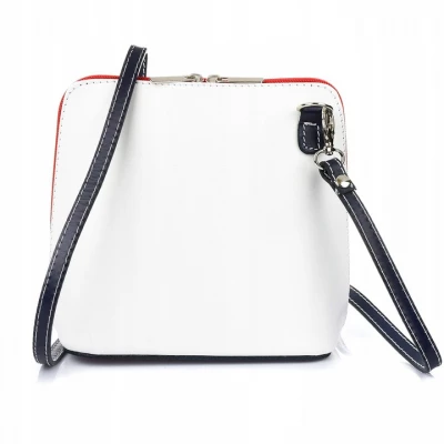 Vera Pelle K03 Dámská kožená crossbody kabelka bílo modrá