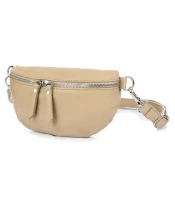Vera Pelle B68 Dámská kožená crossbody kabelka béžová
