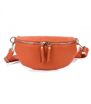 Vera Pelle B68 Dámská kožená crossbody kabelka oranžová