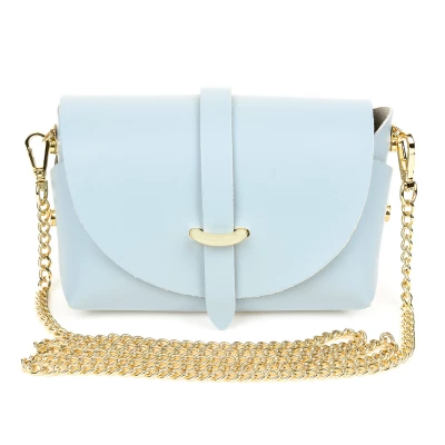 Vera Pelle P45 Dámská kožená crossbody kabelka světle modrá