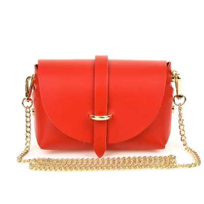 Vera Pelle P45 Dámská kožená crossbody kabelka červená