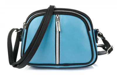 Vera Pelle K53 Dámská kožená crossbody kabelka světle modrá