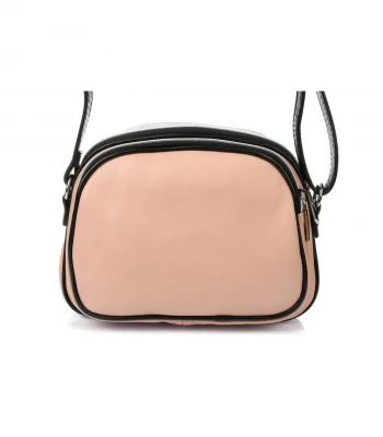 Vera Pelle K53 Dámská kožená crossbody kabelka pudrová
