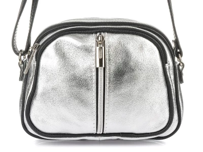 Vera Pelle K53 Dámská kožená crossbody kabelka stříbrná