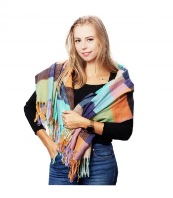 Versoli D28_7 Dámská šála s třásněmi 140 cm kostkovaná