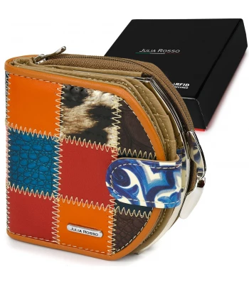 Julia Rosso M99 Dámská kožená peněženka RFiD patchwork