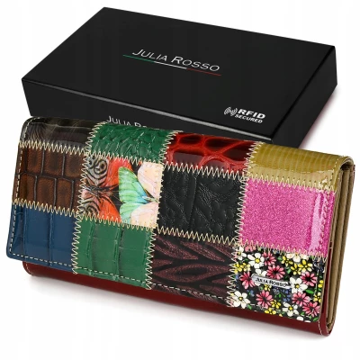 Julia Rosso M94 Dámská kožená peněženka RFiD patchwork