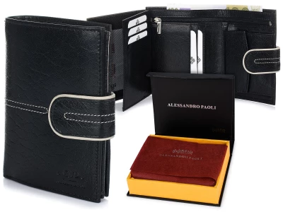 Alessandro Paoli K76 Pánska kožená peňaženka RFID čierna