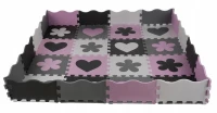 ISO Kontrastné penové puzzle 30 x 30 cm, 36 ks čierno, šedo, bielo, ružové