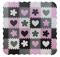 Kruzzel Kontrastní pěnové puzzle 30 x 30 cm, 36 ks černo, šedo, bílo, růžové