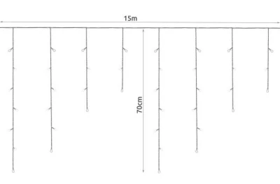 ISO 11520 Vánoční světelný závěs 300 LED, 2.48 W studený bílý 15 m