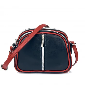 Vera Pelle K53 Dámská kožená crossbody kabelka tmavě modro červená