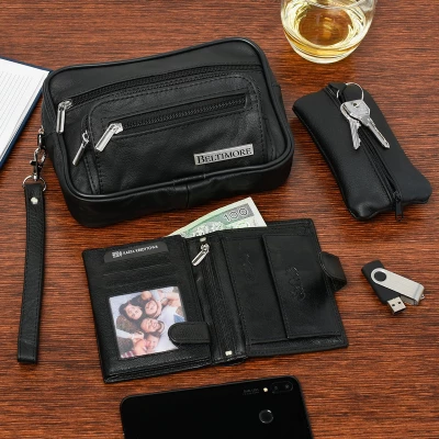 Beltimore P68 Pánská kožená sada peněženka RFiD s klíčenkou a pouzdrem