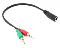 APT AK268A Adaptér stereo jack 3,5 mm 4 pin samica > 2 x stereo jack 3,5 mm 3 pin