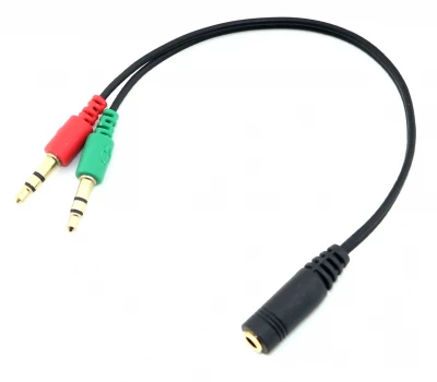 APT AK268A Adaptér stereo jack 3,5 mm 4 pin samica > 2 x stereo jack 3,5 mm 3 pin