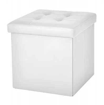 APT CA20C Kožený taburet s úložným prostorem 38 x 38 cm bílý