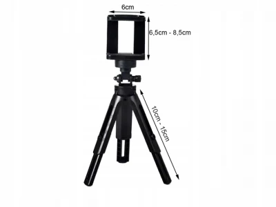 Verk 15909 Mini stativ s držákem na telefon , selfie kameru černý