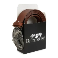 Beltimore W40 Pánský kožený opasek 130 cm hnědý