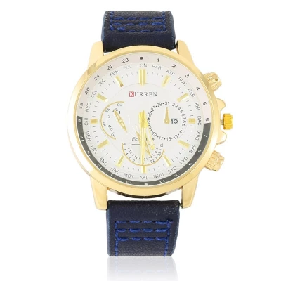 JG Z3180 Elegantní pánské hodinky modro zlaté