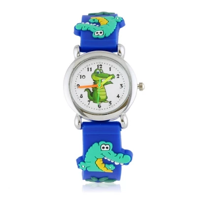 JG Z3158 Dětské silikonové hodinky s motivem dinosaura modré