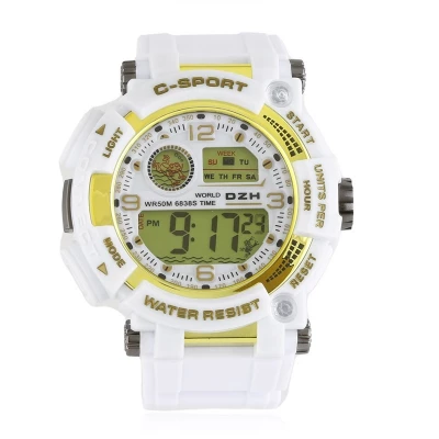 JG Z3054 Pánské silikonové sportovní hodinky bílé