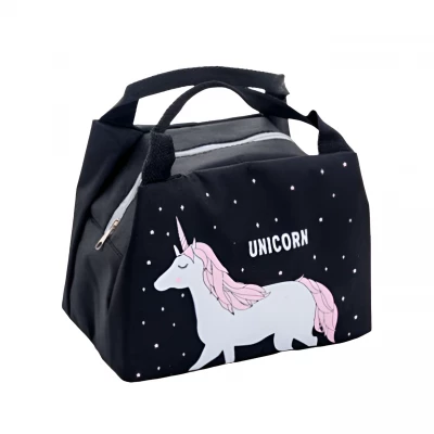 KIK KX5631 Dětská termotaška na svačinu Unicorn černá