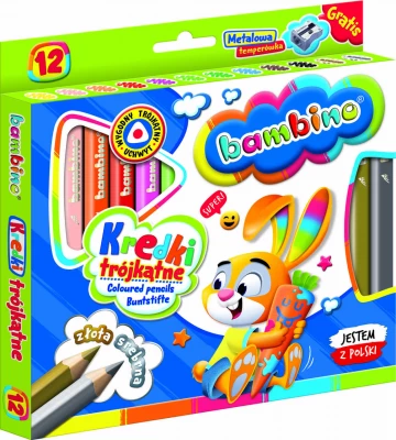 KIK KX5484 BAMBINO Sada trojhranných Jumbo pasteliek 12 ks + strúhadlo