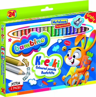 KIK KX5487 BAMBINO Sada kulatých Jumbo pastelek 24 ks + ořezávátko