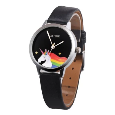 eCa Z572CZ Dámské hodinky s koženým páskem Unicorn černé