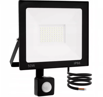 Pronett Halogenový LED reflektor, IP66, studená bílá, 50W s pohybovým senzorem