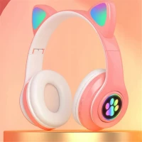 KIK KX5547 Bezdrôtové slúchadlá Cat Bluetooth 5.0 ružové