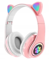 KIK KX5547 Bezdrôtové slúchadlá Cat Bluetooth 5.0 ružové