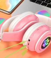 KIK KX5547 Bezdrôtové slúchadlá Cat Bluetooth 5.0 ružové