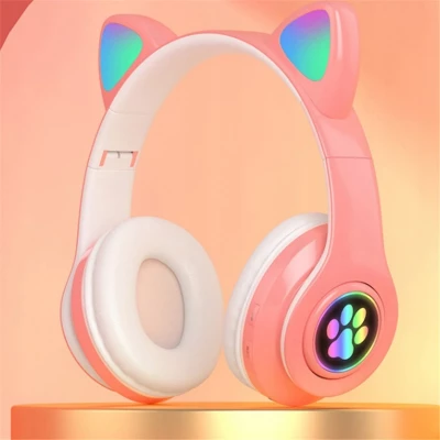 KIK KX5547 Bezdrôtové slúchadlá Cat Bluetooth 5.0 ružové