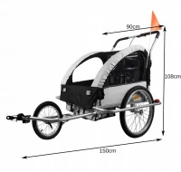 Malatec 14746 Vozík za kolo 3v1 LED černošedý