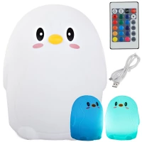 Verk 24070 Nočná RGB lampička dotyková tučniak USB 1200mAh s diaľkovým ovládaním