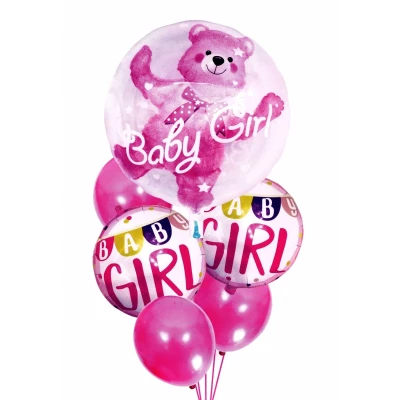 KIK Balónky pro holčičku babyshower 6 ks růžové